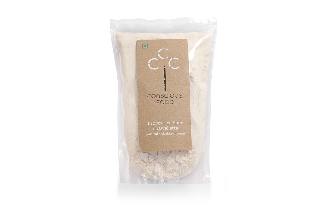 Conscious Food Brown Rice Flour Chawal Atta Natural+Chakki-Ground   Pack  500 grams